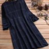 Plaid Long Sleeve Loose Crew Neck Plus Size Vintage Dress - Image 4