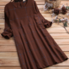Plaid Long Sleeve Loose Crew Neck Plus Size Vintage Dress - Image 5
