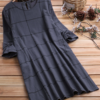 Plaid Long Sleeve Loose Crew Neck Plus Size Vintage Dress - Image 6