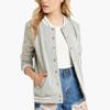 Polyester Stand Collar Stripes Jacket
