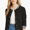 Polyester Stand Collar Stripes Jacket - Image 3