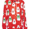 Printed Oversized Hooded Christmas Pullover Sweatshirt