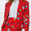 Christmas Print Turndown CollarJacket