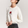 Rose Embroidered Long Sleeve Crop Logo Sweatshirt