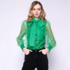Sexy Casual Bowknot Transparent Shirt