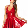 Sexy Club Halter PU Pleated Flared Dress