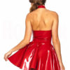Sexy Club Halter PU Pleated Flared Dress - Image 3