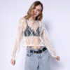 Sexy Crochet Floral Transparent Blouse