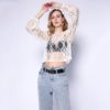 Sexy Crochet Floral Transparent Blouse - Image 2
