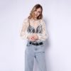 Sexy Crochet Floral Transparent Blouse - Image 3