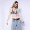 Sexy Crochet Floral Transparent Blouse - Image 4
