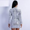 Sexy High Neck Long Sleeve Sequin Elegant Mini Dress - Image 6