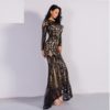 Sexy O Neck Long Sleeve Retro Sequin Maxi Dress - Image 3