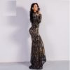 Sexy O Neck Long Sleeve Retro Sequin Maxi Dress - Image 5