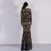 Sexy O Neck Long Sleeve Retro Sequin Maxi Dress - Image 6