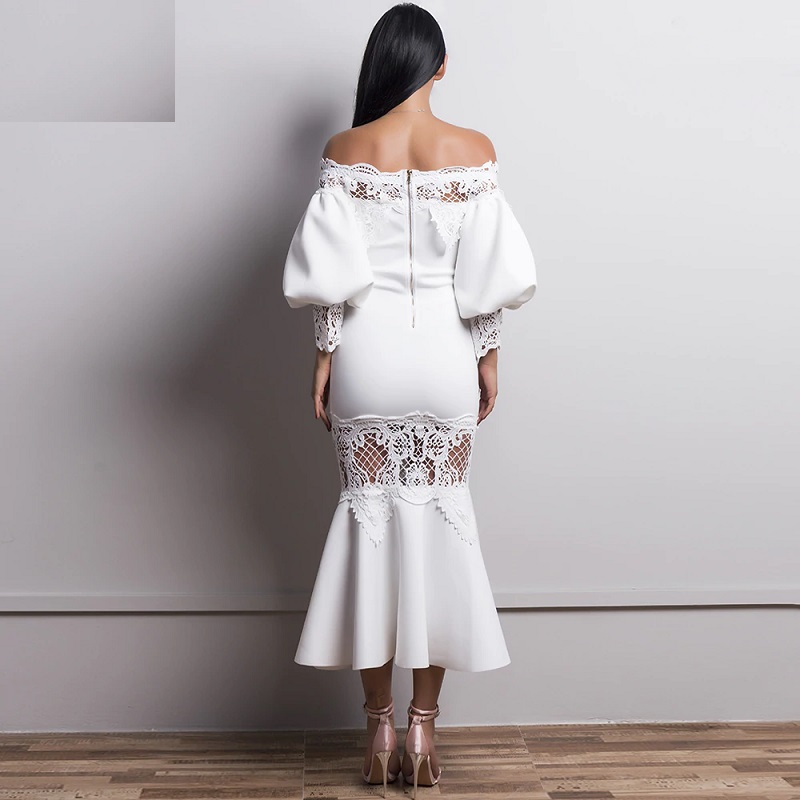 Sexy Off Shoulder Lantern Sleeve Lace Dresses - Image 5
