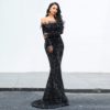 Sexy Off Shoulder Reflective Maxi Dress