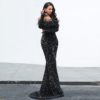 Sexy Off Shoulder Reflective Maxi Dress - Image 2