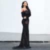 Sexy Off Shoulder Reflective Maxi Dress - Image 4