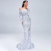 Sexy Off Shoulder Reflective Maxi Dress - Image 9