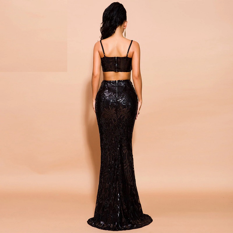 Sexy Off Shoulder Sequin Getrometry Co-ords - Image 6