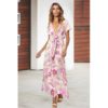 Sexy Ruffles Deep V-Neck High Waist Boho Print Maxi Dress