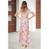 Sexy Ruffles Deep V-Neck High Waist Boho Print Maxi Dress - Image 3