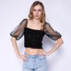 Sexy Sequined Mesh Cropped Top