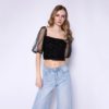 Sexy Sequined Mesh Cropped Top - Image 2