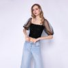 Sexy Sequined Mesh Cropped Top - Image 3