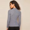 Solid Stand Collar Ribbed Knit Autumn Casual Sweater - Image 10