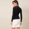 Solid Stand Collar Ribbed Knit Autumn Casual Sweater - Image 2