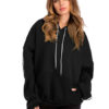 Striped Drawstring Pockets Pullover Hooded Sweatshirt - Image 3
