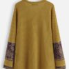 Vintage Patchwork Print Long Sleeve Plus Size Blouse - Image 2