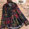 Vintage Print Long Sleeve Plus Size Shirt - Image 2