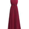A Line Halter Neck Floor Length Zipper Matte Satin Prom Bridesmaid Dress