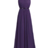 A Line Halter Neck Floor Length Zipper Matte Satin Prom Bridesmaid Dress - Image 2
