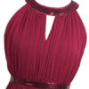A Line Halter Neck Floor Length Zipper Matte Satin Prom Bridesmaid Dress - Image 5