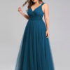 A Line V Neck Floor Length Zipper Matte Formal Gowns Wedding Party Bridesmaid Dress - Image 2