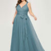 A Line V Neck Floor Length Zipper Matte Formal Gowns Wedding Party Bridesmaid Dress - Image 7