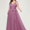 A Line V Neck Floor Length Zipper Matte Formal Gowns Wedding Party Bridesmaid Dress - Image 8