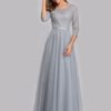 Bridesmaid Dresses A Line Floor Length Zipper Lace Wedding Party Dress - Image 4