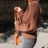 Casual Knitting V-Neck Minimalist Belt Lace Up Solid Sweater - Image 4