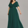 Chiffon A Line V Neck Short Sleeve Floor Length Wedding Party Bridesmaid Dress - Image 4