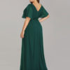 Chiffon A Line V Neck Short Sleeve Floor Length Wedding Party Bridesmaid Dress - Image 5