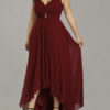 Chiffon A Line V neck Asymmetrical Prom Wedding Party Plus Size Bridesmaid Dress