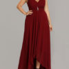 Chiffon A Line V neck Asymmetrical Prom Wedding Party Plus Size Bridesmaid Dress - Image 2
