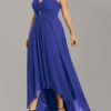 Chiffon A Line V neck Asymmetrical Prom Wedding Party Plus Size Bridesmaid Dress - Image 3