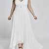 Chiffon A Line V neck Asymmetrical Prom Wedding Party Plus Size Bridesmaid Dress - Image 4