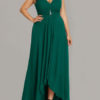 Chiffon A Line V neck Asymmetrical Prom Wedding Party Plus Size Bridesmaid Dress - Image 5